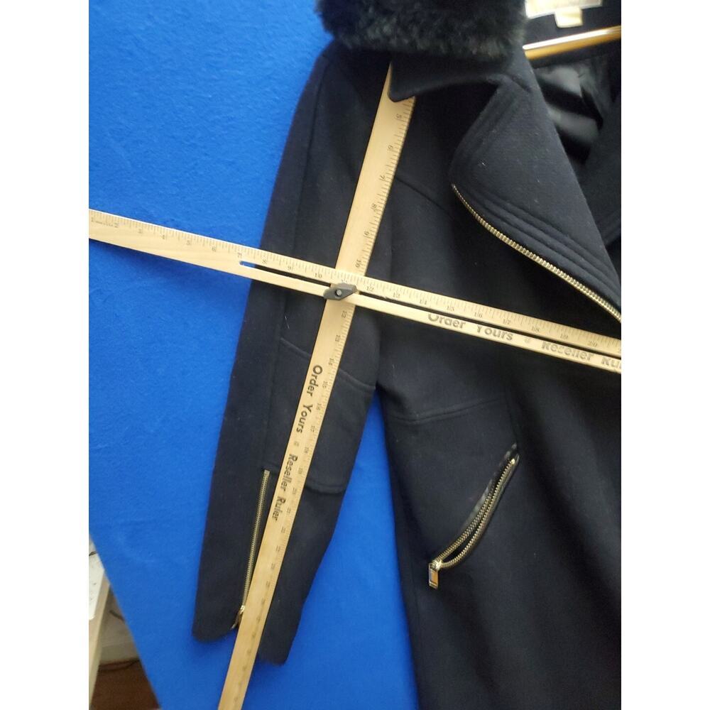 Michael Kors Jacket Women's L Black Wool Blend Coat Zip Up Pockets - Picture 9 of 16
